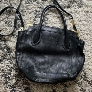 Black snakeskin leather Foley and Corrina bag